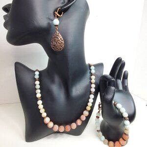 Ombre Amazonite and Agate Necklace Set